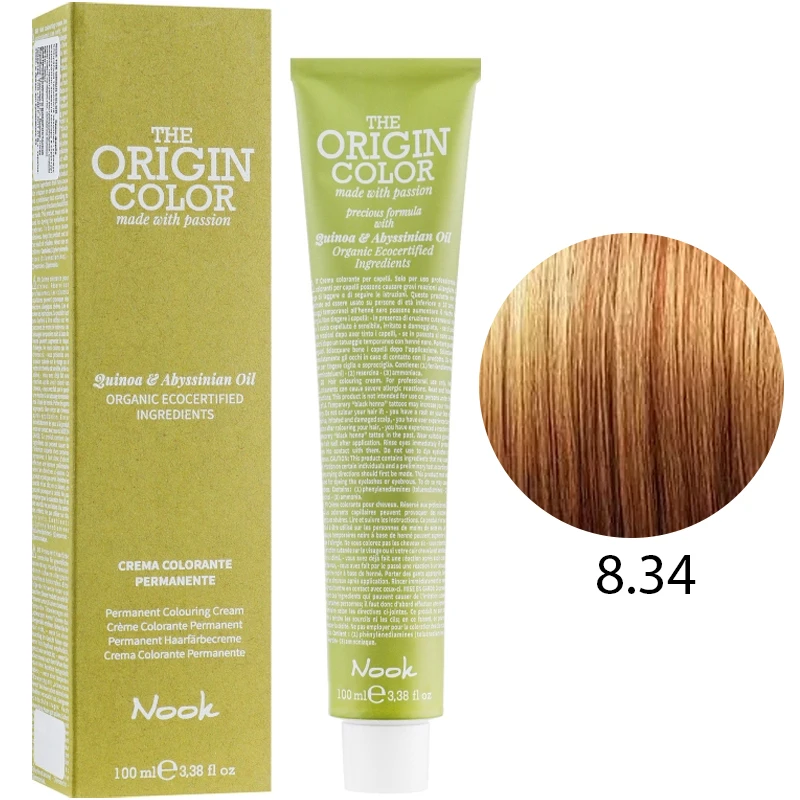 NOOK Крем-краска для волос 8.34 Золотисто-медный светлый блонд / Light Blonde Golden Copper, 100мл