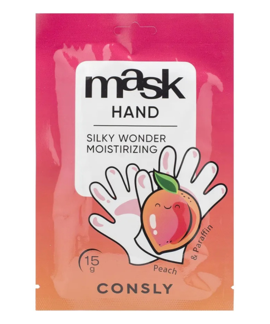 Consly Парафин-маска для рук Silky Wonder с экстрактом персика  в виде перчаток, 15г