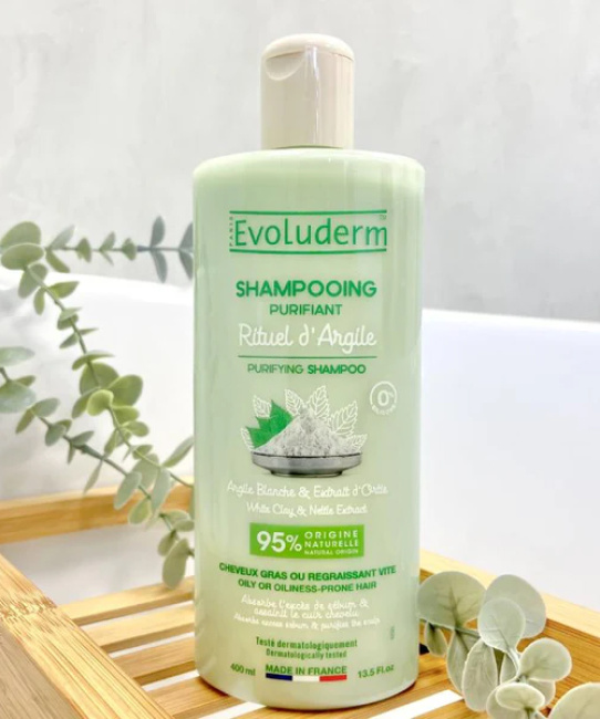 Evoluderm Очищающий шампунь с белой глиной и экстрактом крапивы, 400мл (1)
