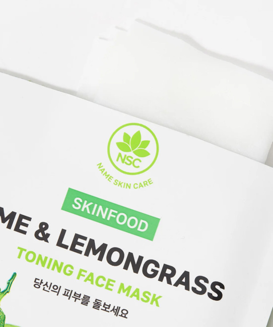 NAME SKIN CARE NAME SKIN CARE Маска тканевая для лица лайм и лемонграсс SKINFOOD, 22 г, 22мл (2)