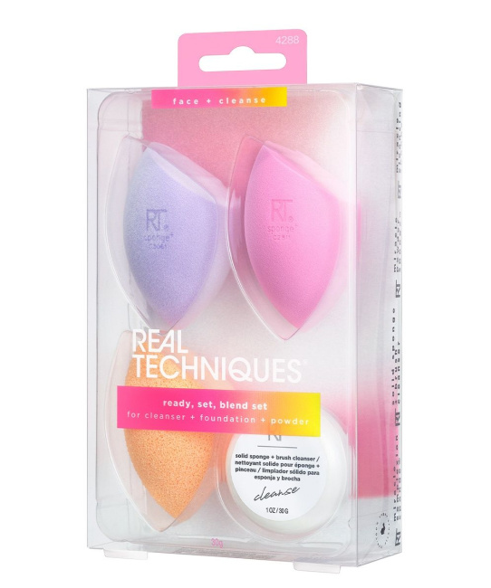 Real Techniques Набор спонжей для макияжа и очищения кожи Chroma Ready, 4шт (1)