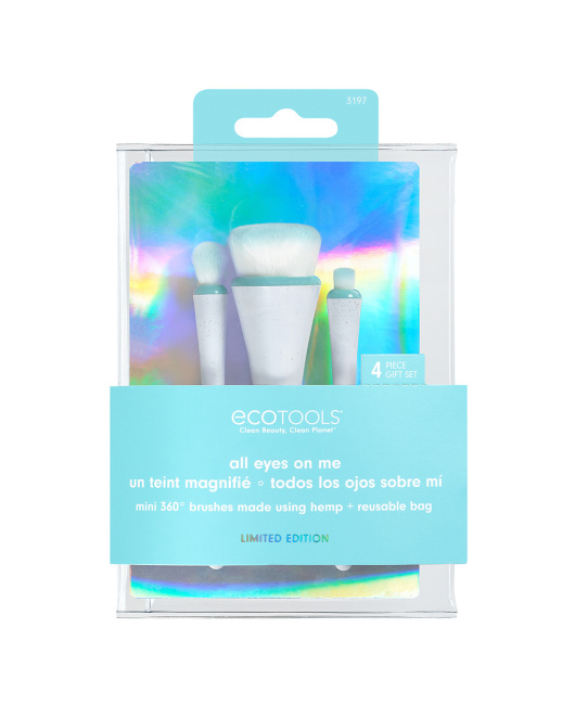 EcoTools Набор мини-кистей для макияжа с косметичкой 360 Ultimate, 3шт (1)
