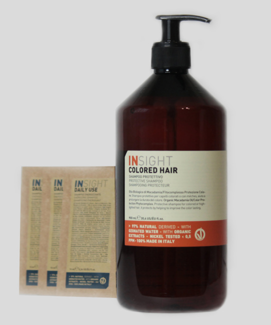 INSIGHT INSIGHT Микс COLORED HAIR (Шампунь защитный для окрашенных волос Protective  Shampoo 900 ml;САШЕ), 900мл (1)