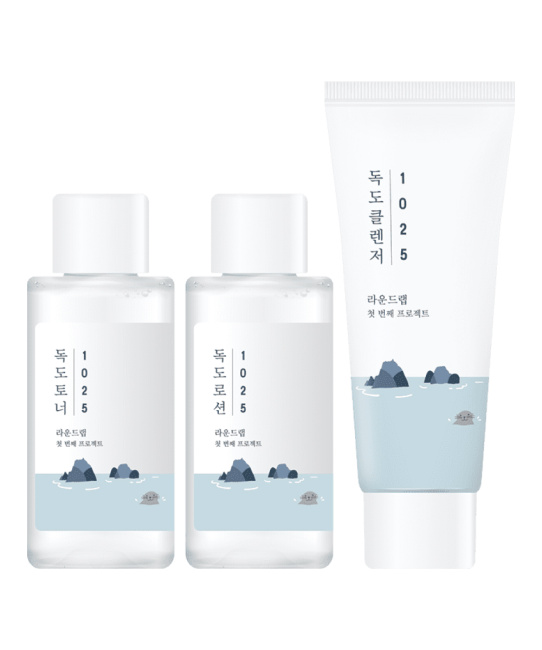 Round Lab Увлажняющий набор 1025 DOKDO ON THE GO KIT (пенка для умывания, тоник, лосьон), 150мл (1)