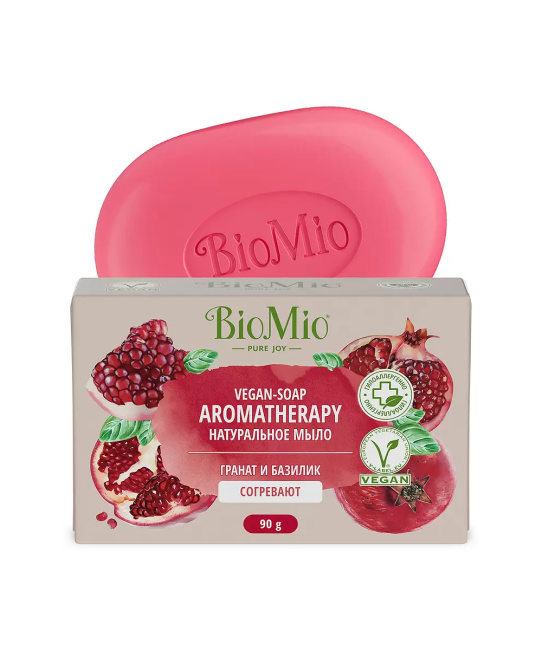 BioMio Мыло натуральное Гранат и эфирное масло Базилика, 90г (1)