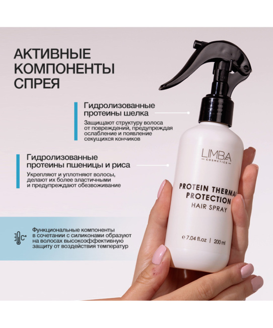 Limba Cosmetics Протеиновый спрей-термозащита для волос, 200мл (2)