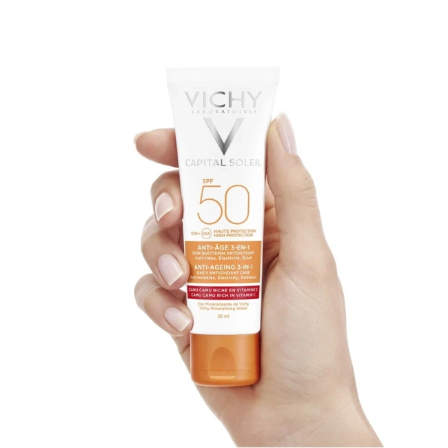 VICHY Антивозрастной солнцезащитный крем 3 в 1 с антиоксидантами SPF 50, 50мл (2)