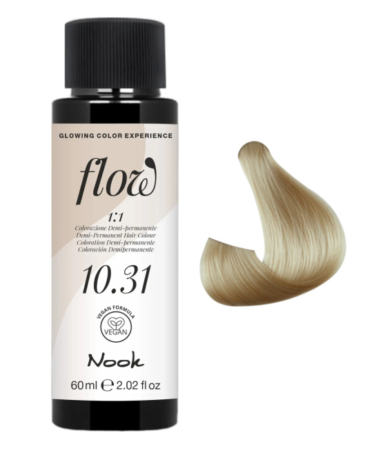 NOOK Краска для волос FLOW demi-permanent hair colour, тон 10.31 (светлый блонд холодно-бежевый), 60мл (2)
