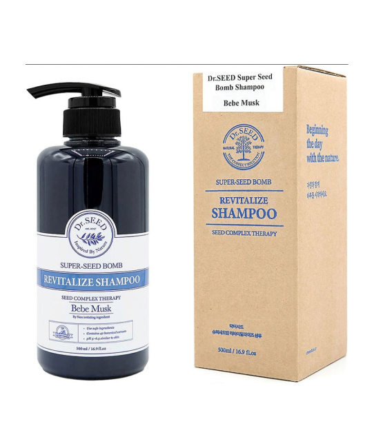 Dr.SEED Восстанавливающий шампунь для волос Super Seed Bomb Revitalize Shampoo Bebe Musk, 500мл (1)