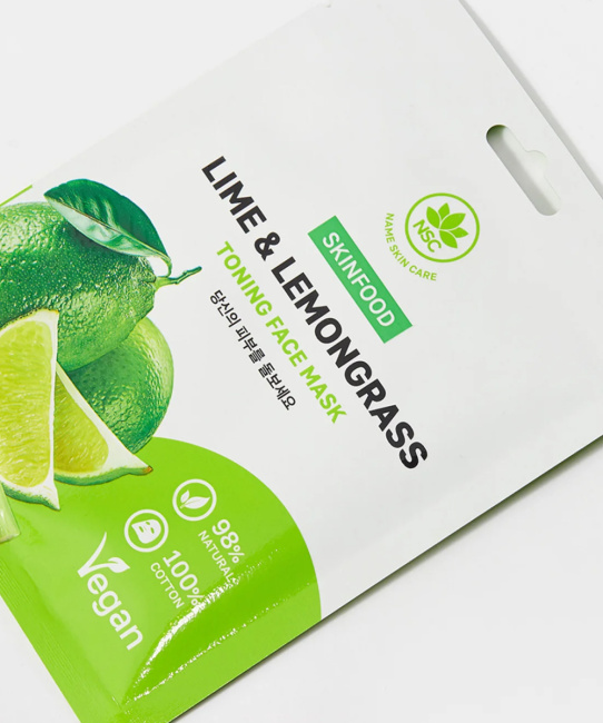 NAME SKIN CARE NAME SKIN CARE Маска тканевая для лица лайм и лемонграсс SKINFOOD, 22 г, 22мл (1)