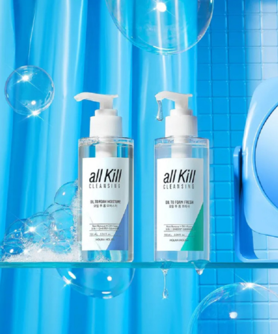 Holika Holika Очищающее гидрофильное масло-пенка All Kill Cleansing Oil To Foam Moisture увлажняющее, 155мл (1)