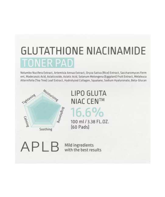 APLB Тонер-пэды GLUTATHIONE NIACINAMIDE TONER PAD, 100мл (2)