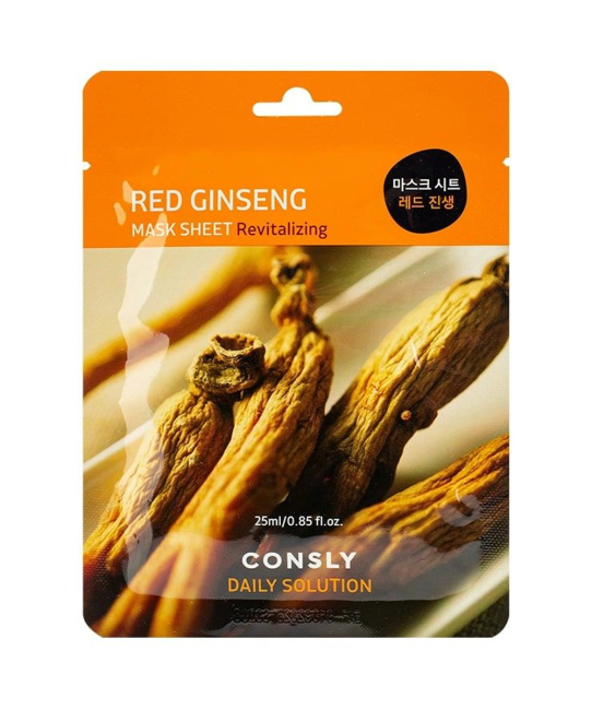Consly Тканевая маска для лица с экстрактом красного женьшеня, 25мл