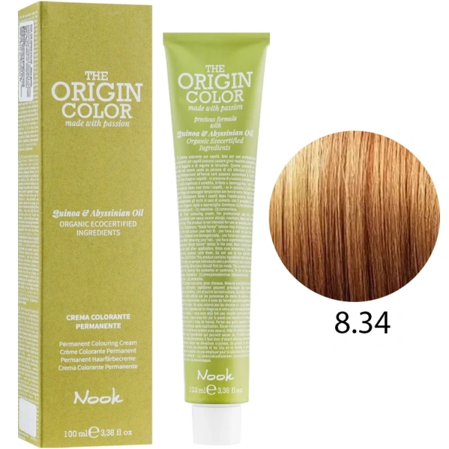 NOOK Крем-краска для волос 8.34 Золотисто-медный светлый блонд / Light Blonde Golden Copper, 100мл (1)