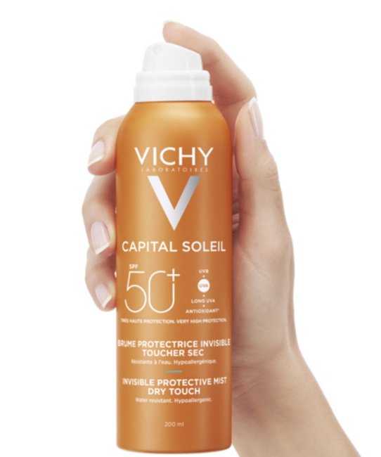 VICHY Солнцезащитный спрей-вуаль легкий для лица и тела увлажняющий SPF 50, 200мл (1)