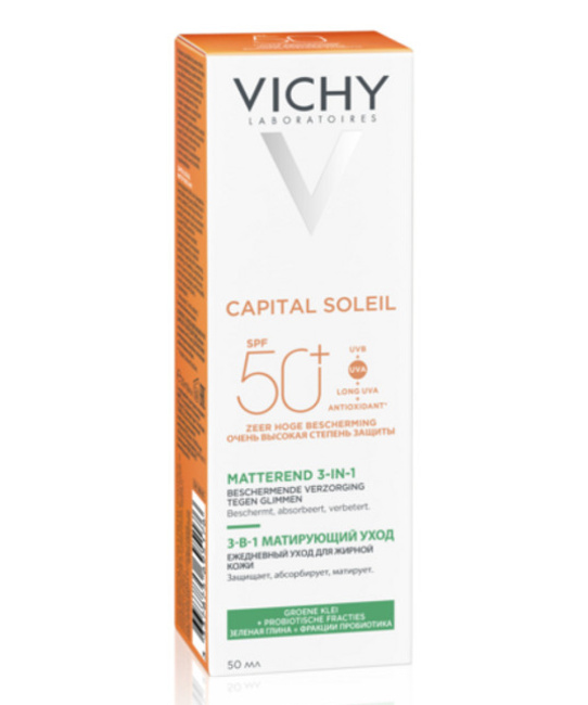 VICHY Солнцезащитный матирующий крем для проблемной кожи 3 в1 SPF 50, 50мл (3)