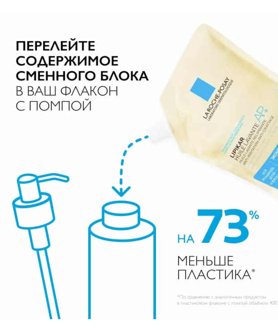La Roche-Posay Масло липидовосполняющее смягчающее для ванны и душа  (в упаковке рефил), 400мл (6)