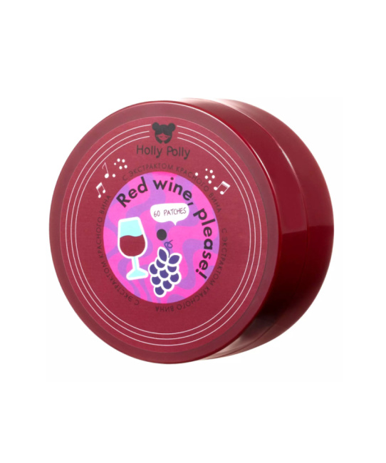 Holly Polly Holly Polly Гидрогелевые патчи для глаз Holly Polly Red Wine, Please с Гиалуроновой Кислотой и экстрактом Красного Вина,60 шт (Увлажн.,Успокаивающие), 60шт