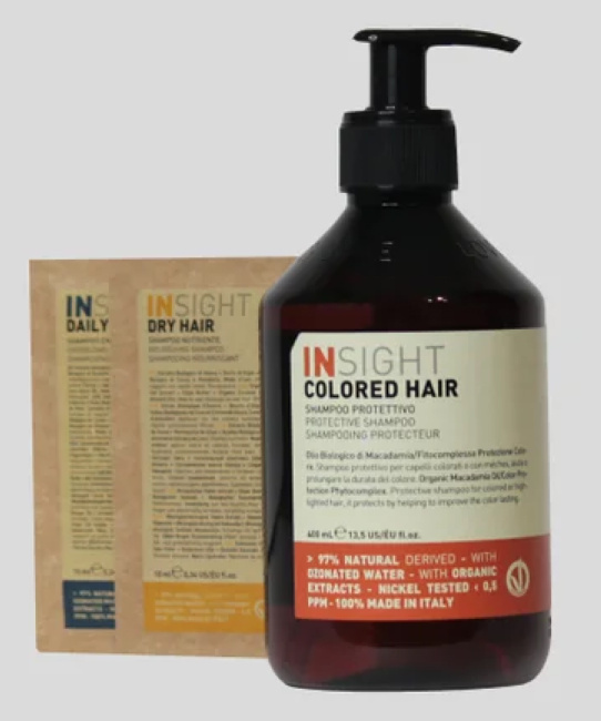 INSIGHT Микс COLORED HAIR: Шампунь защитный для окрашенных волос + саше, 400мл
