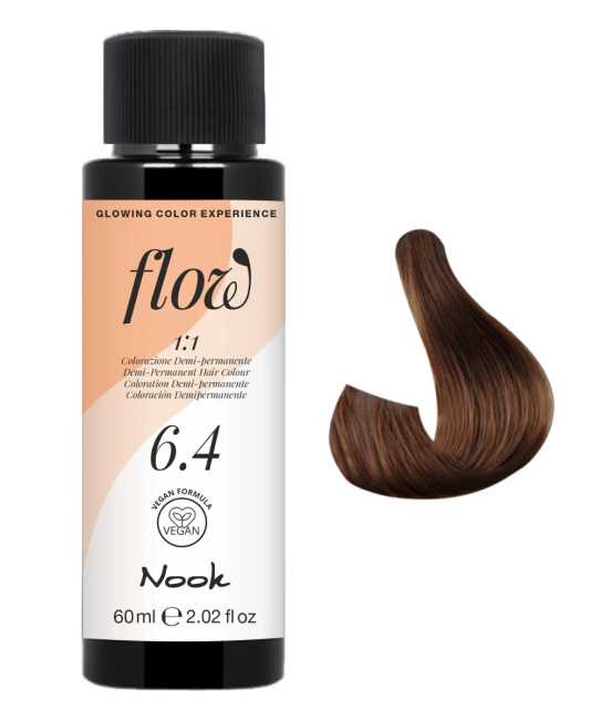 NOOK Краска для волос FLOW demi-permanent hair colour, тон 6.4 (темно русый медный), 60мл (2)