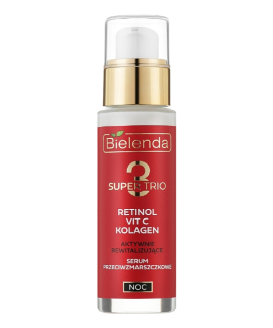 Bielenda Сыворотка против морщин активно восстанавливающая SUPER TRIO RETINOL + VIT C + KOLAGEN, 30мл
