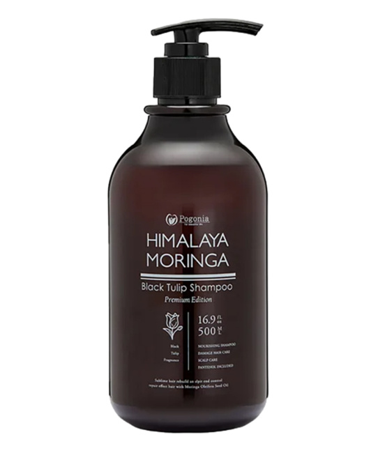 POGONIA Шампунь с маслом моринги для себорегуляции кожи головы и интенсивного блеска волос "Черный тюльпан", 500мл