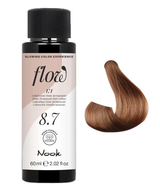 NOOK Краска для волос FLOW demi-permanent hair colour, тон 8.7 (светло-русый коричневый), 60мл (2)