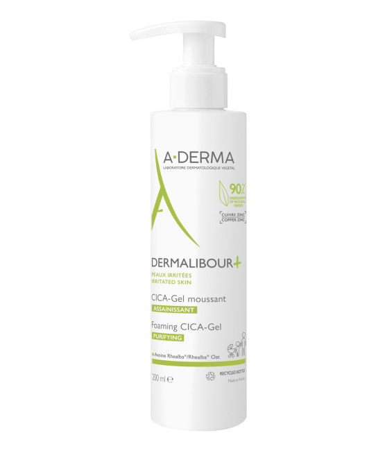 A-DERMA Гель очищающий пенящийся DERMALIBOUR+ CICA, 200мл