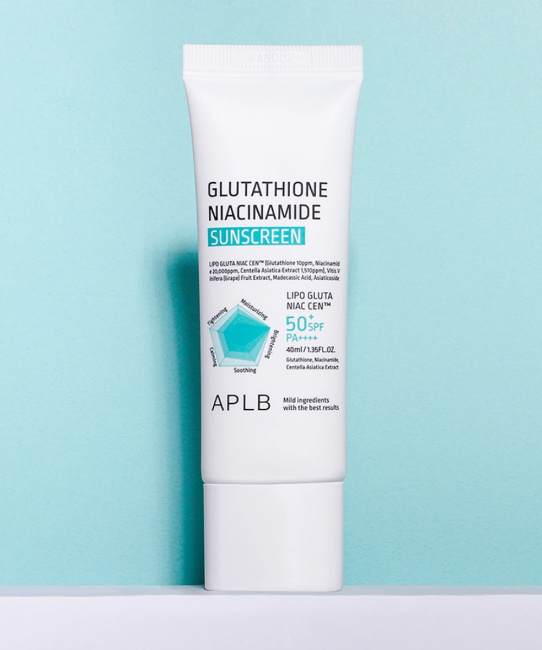 APLB Солнцезащитный крем GLUTATHIONE NIACINAMIDE SUNSCREEN SPF50+ PA++++, 40мл (3)