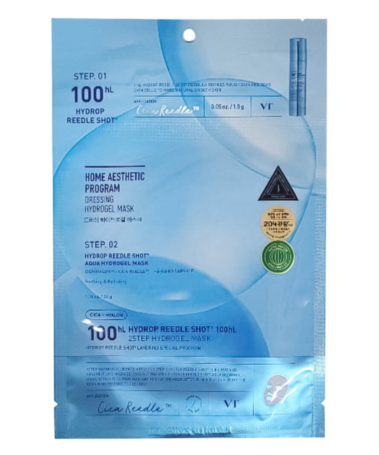 VT COSMETICS VT COSMETICS Двухфазная гидрогелевая маска с микроиглами 100 2Step  Hydrop HL Reedle Shot Hydrogel Mask (голубая) (33 гр + 1,5 гр), 34.5