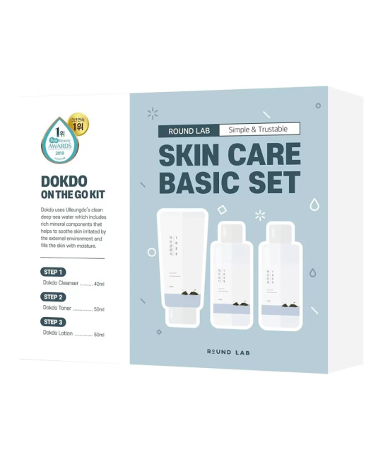 Round Lab Увлажняющий набор 1025 DOKDO ON THE GO KIT (пенка для умывания, тоник, лосьон), 150мл (2)