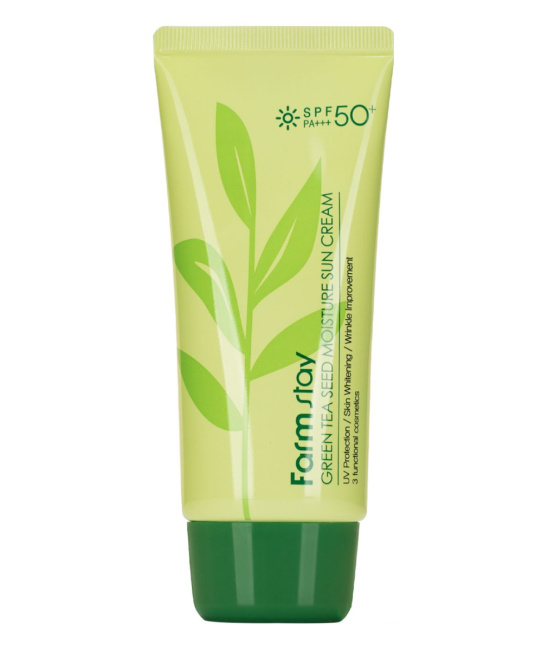 FarmStay Солнцезащитный увлажняющий крем с семенами зеленого чая SPF 50/PA+++, 70г