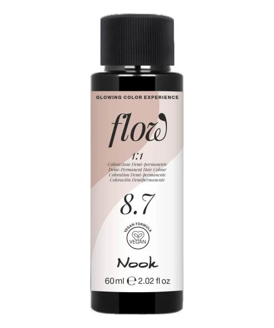 NOOK Краска для волос FLOW demi-permanent hair colour, тон 8.7 (светло-русый коричневый), 60мл
