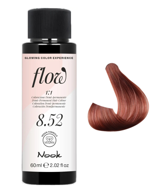 NOOK Краска для волос FLOW demi-permanent hair colour, тон 8.52 (светло русый махогоново-фиолетовый), 60мл (2)