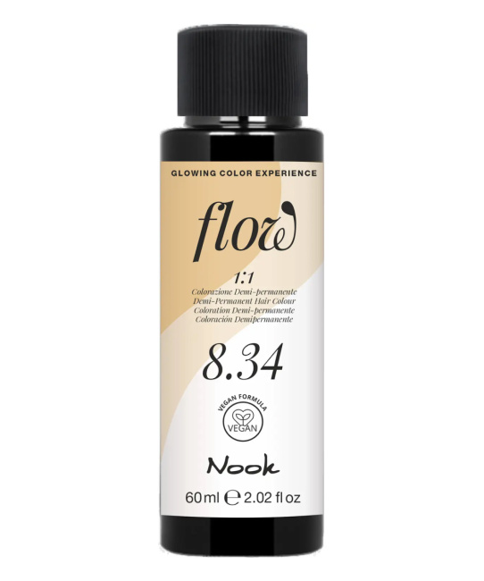 NOOK Краска для волос FLOW demi-permanent hair colour, тон 8.34 (светло русый золотисто медный), 60мл