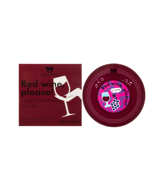 Holly Polly Holly Polly Гидрогелевые патчи для глаз Holly Polly Red Wine, Please с Гиалуроновой Кислотой и экстрактом Красного Вина,60 шт (Увлажн.,Успокаивающие), 60шт (1)