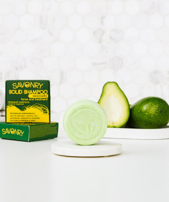 SAVONRY Шампунь твердый АВОКАДО (тонус), 75гр (3)