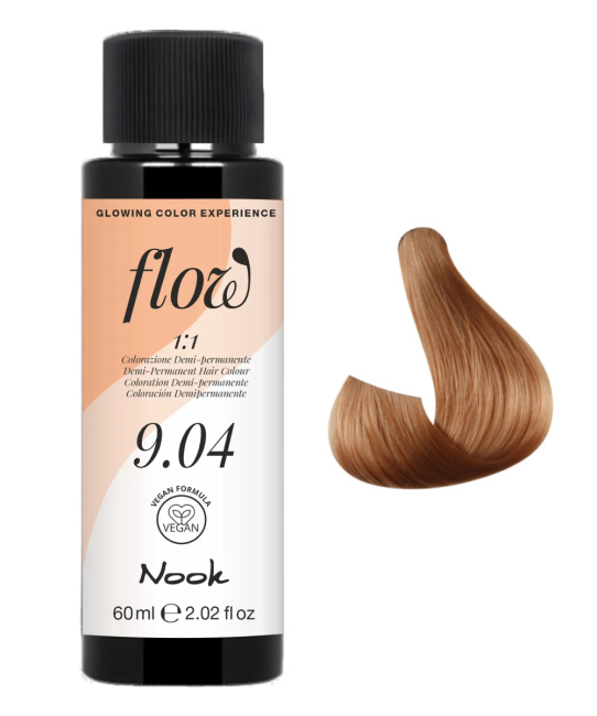 NOOK Краска для волос FLOW demi-permanent hair colour, тон 9.04 (блонд медный), 60мл (2)