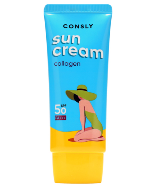 Consly Солнцезащитный крем с морским коллагеном SPF 50+/PA+++ для нормальной и сухой кожи, 50мл