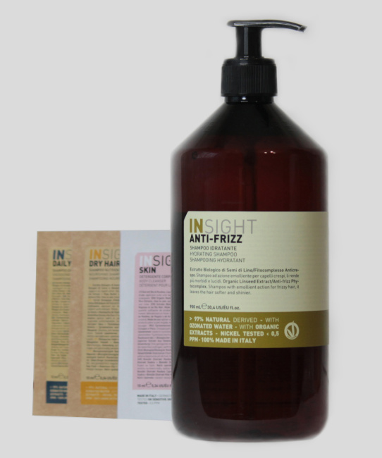 INSIGHT Микс ANTI-FRIZZ ( Шампунь разглаживающий для непослушных волос Hydrating Shampoo 900 ml;САШЕ), 900мл