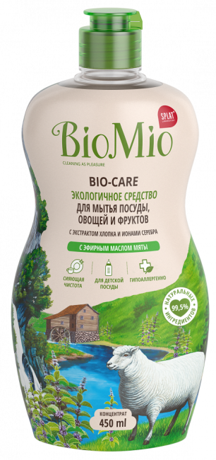 BioMio Средство для мытья посуды экологичное "Мята", 450мл