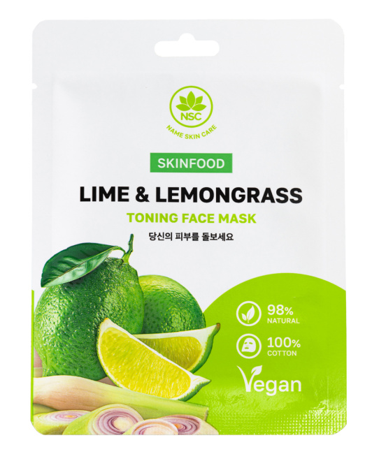 NAME SKIN CARE NAME SKIN CARE Маска тканевая для лица лайм и лемонграсс SKINFOOD, 22 г, 22мл