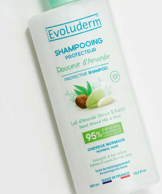 Evoluderm Защитный шампунь с миндальным молочком и маслом Ши, 400мл (1)