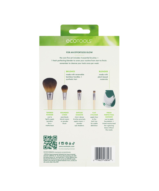 EcoTools Набор кистей и спонж для макияжа The Core Five, 5шт (7)