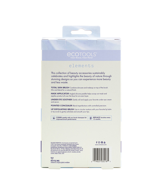 EcoTools Набор кистей для макияжа и нанесения уходовых средств Elements, 5шт (3)