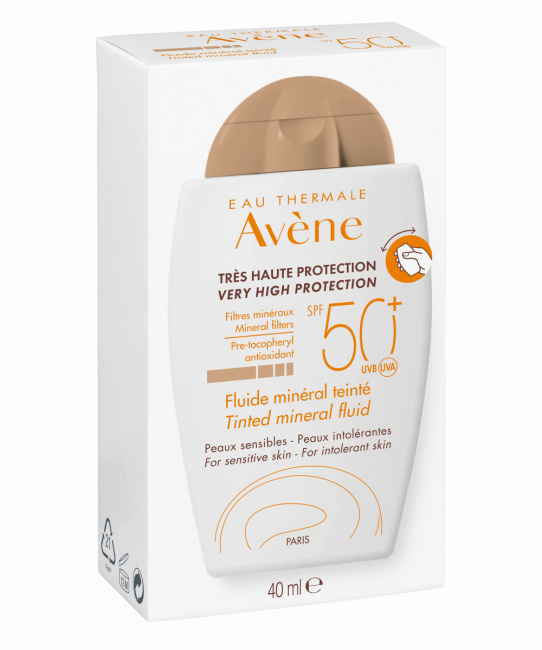 AVENE Солнцезащитный флюид для лица и тела с тонирующим эффектом высокая степь защиты SPF 50+, 40мл (2)