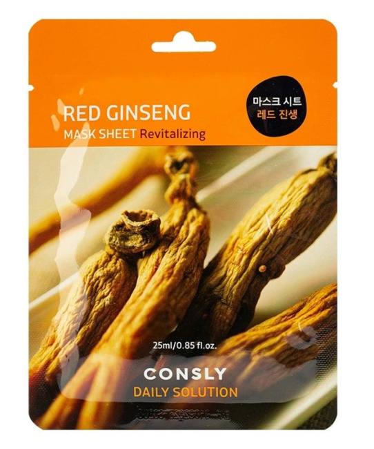 Consly Тканевая маска для лица с экстрактом красного женьшеня, 25мл