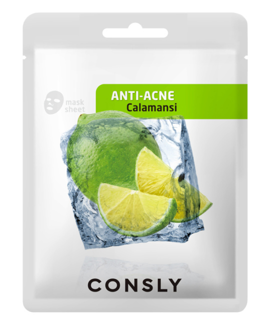 Consly Тканевая маска для лица Противовоспалительная с экстрактом каламанси, 20мл
