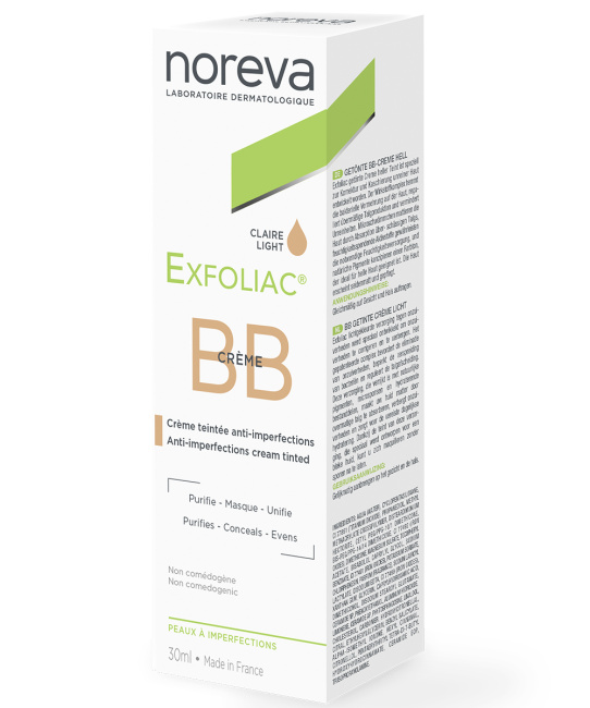 Noreva BB крем для лица, светлый тон, Exfoliac, 30мл (1)