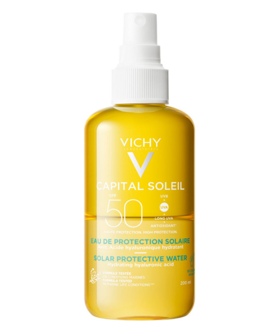 VICHY Солнцезащитный двухфазный спрей для лица и тела увлажняющий SPF 50, 200мл